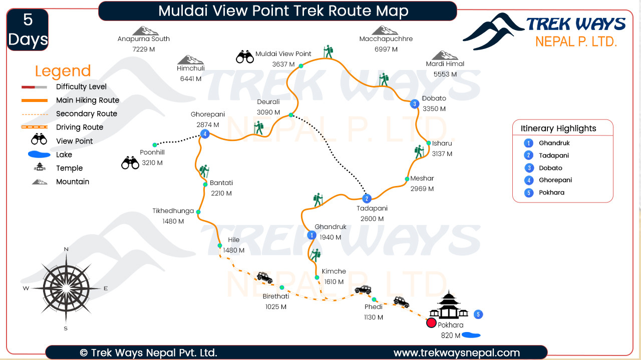 Muldai View Trek Map
